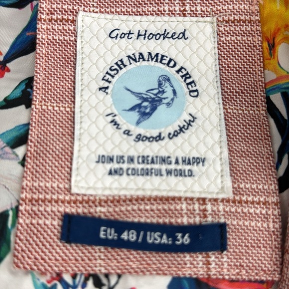 A Fish Name Fred Men's Red Check Sportcoat Blazer - Picture 4 of 12